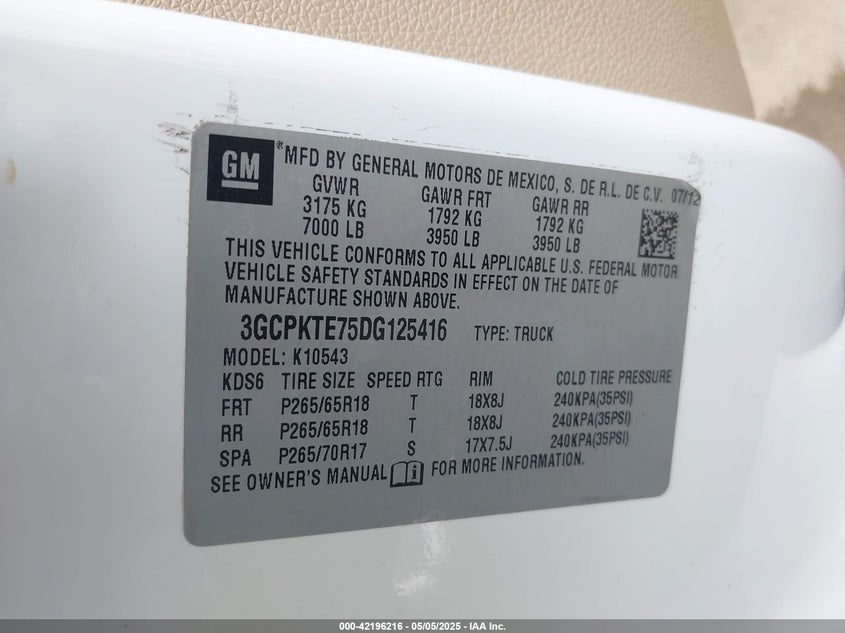 2013 CHEVROLET SILVERADO 1500 LTZ - 3GCPKTE75DG125416