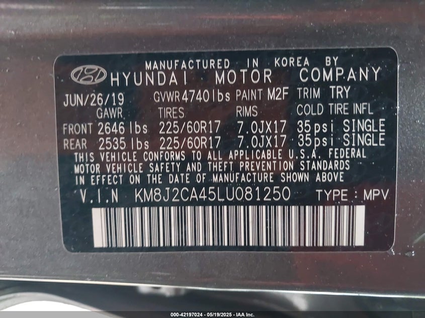 2020 HYUNDAI TUCSON SE - KM8J2CA45LU081250