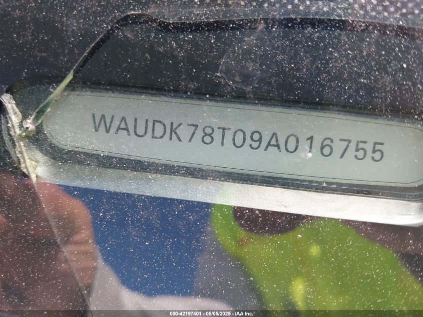 2009 Audi A5 3.2L VIN: WAUDK78T09A016755 Lot: 42197401