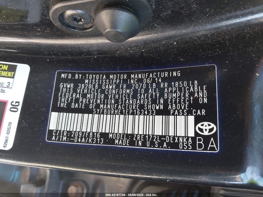 2014 TOYOTA COROLLA LE - 5YFBURHE1EP163433