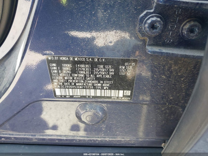 2016 HONDA HR-V EX - 3CZRU6H53GM715239