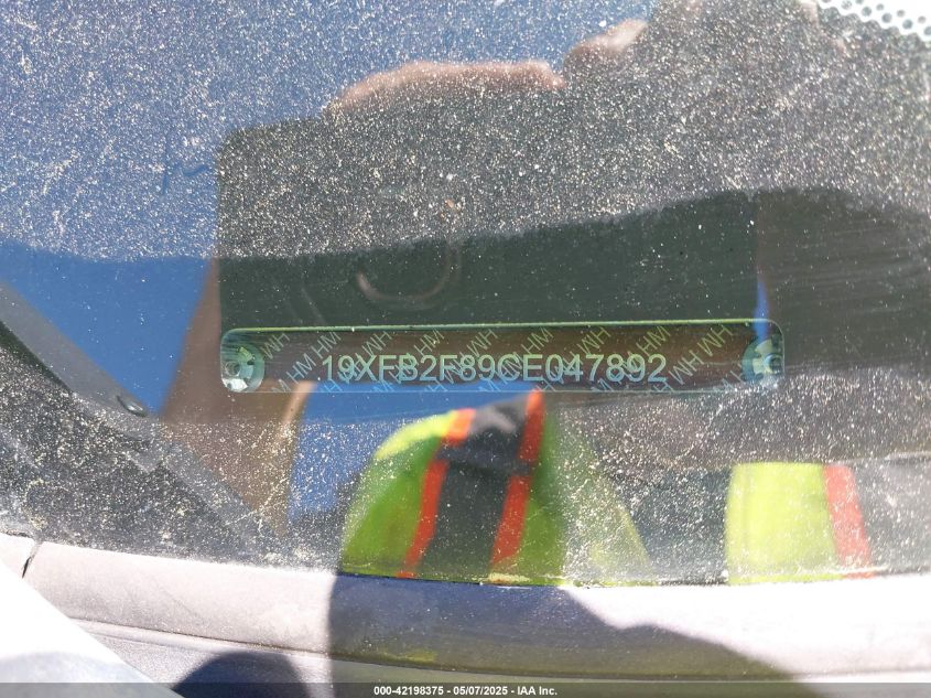 2012 Honda Civic Ex VIN: 19XFB2F89CE047892 Lot: 42198375