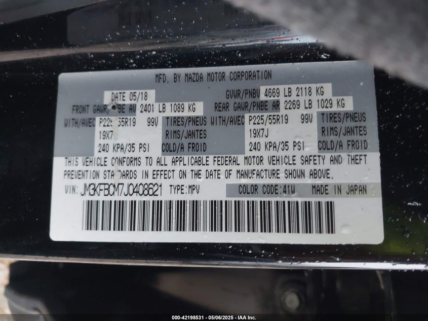 2018 MAZDA CX-5 TOURING - JM3KFBCM7J0408621