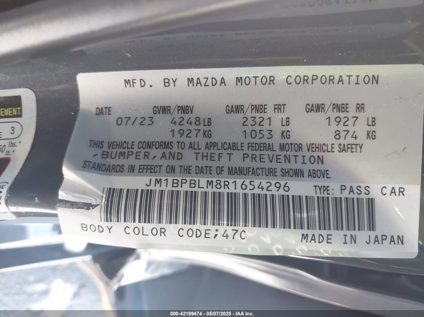 2024 MAZDA MAZDA3 HATCHBACK 2.5 S CARBON EDITION - JM1BPBLM8R1654296