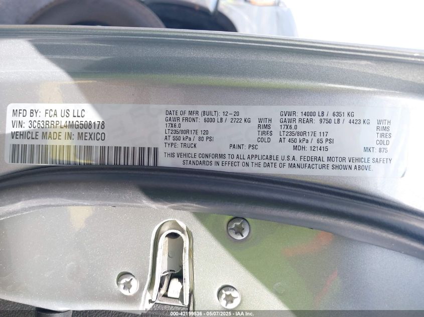 2021 Ram 3500 - 3C63RRPL4MG508178