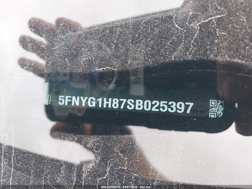 2025 HONDA PILOT VIN: 5FNYG1H87SB025397
