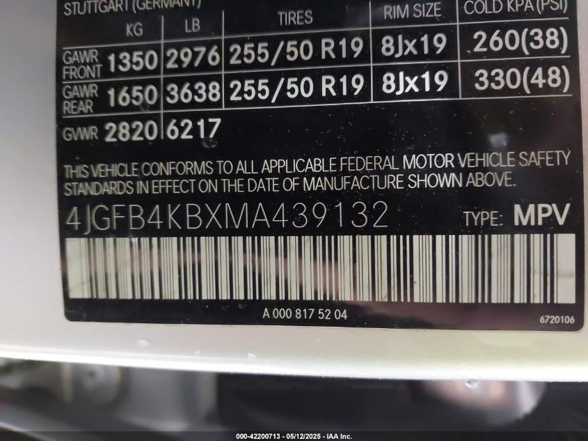 2021 Mercedes-Benz GLE-Class - 4JGFB4KBXMA439132