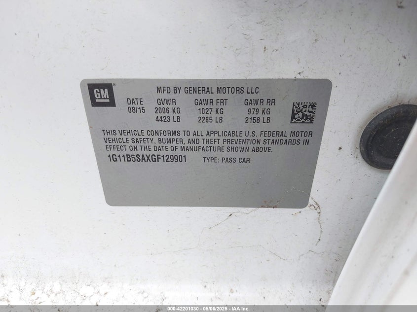 2016 CHEVROLET MALIBU LIMITED LS - 1G11B5SAXGF129901