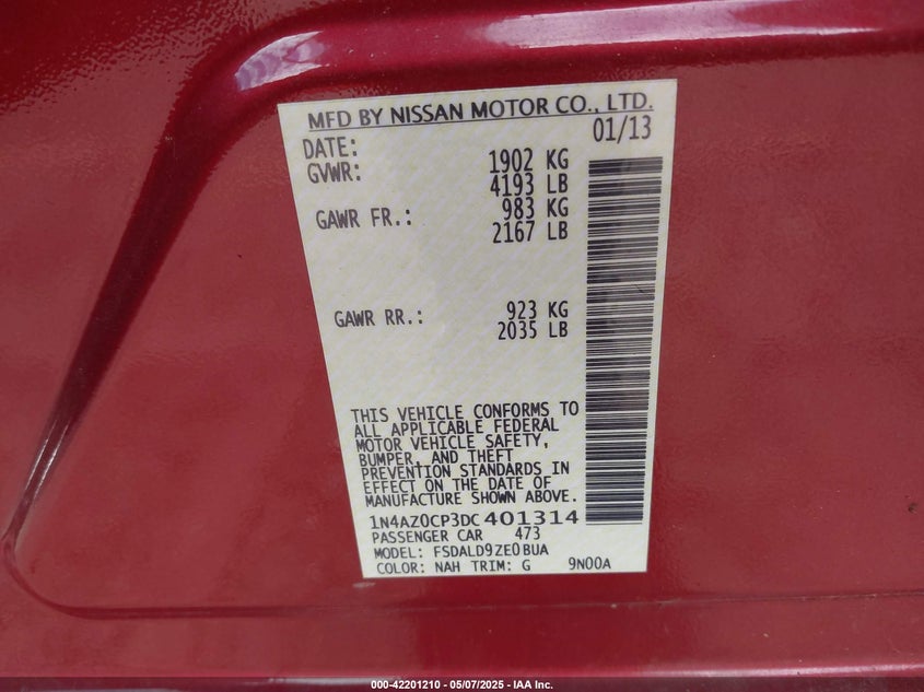 2013 NISSAN LEAF SV - 1N4AZ0CP3DC401314