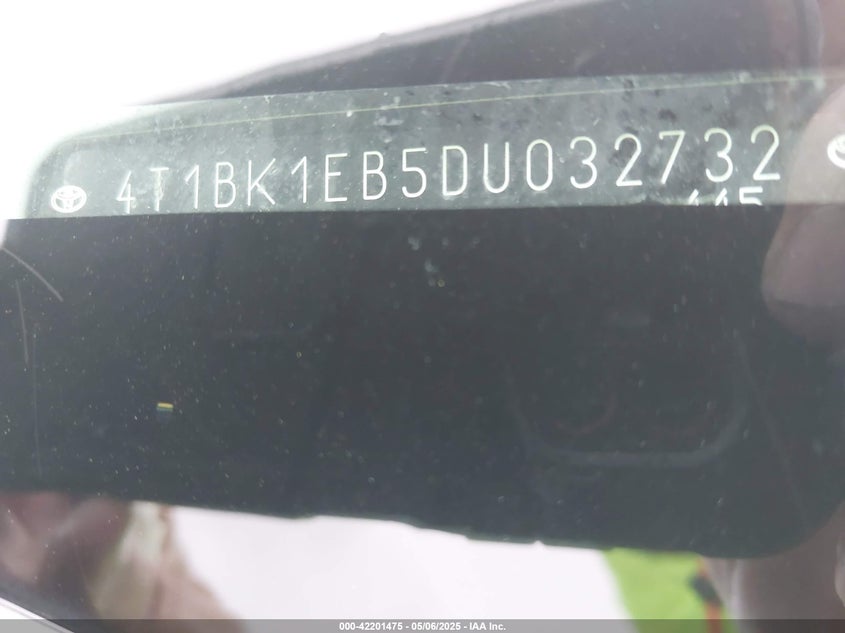 2013 TOYOTA AVALON VIN: 4T1BK1EB5DU032732