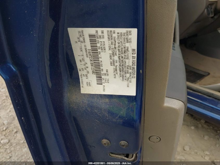 2008 Ford Focus Se/Ses VIN: 1FAHP35N18W122482 Lot: 42201501