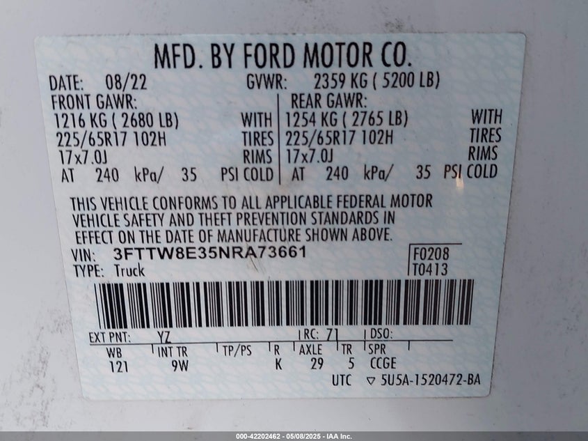 2022 FORD MAVERICK XL - 3FTTW8E35NRA73661