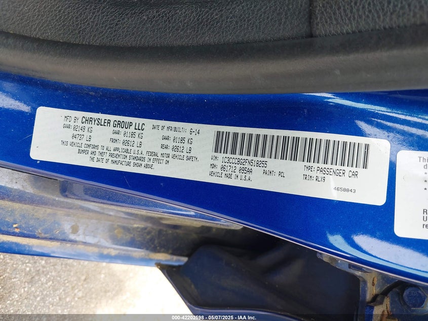 2015 Chrysler 200 S VIN: 1C3CCCBG2FN518255 Lot: 42202598