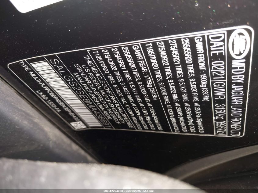 2021 Land Rover Range Rover - SALGS2SE8MA438691