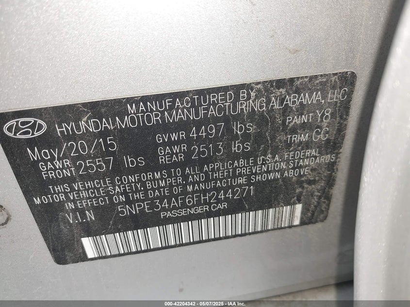 2015 HYUNDAI SONATA SPORT - 5NPE34AF6FH244271