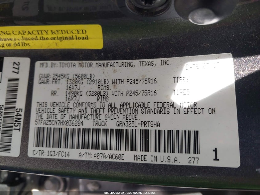 2017 TOYOTA TACOMA SR5 V6 - 5TFAZ5CN7HX036284