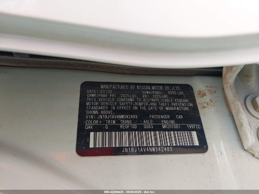 2022 Nissan Rogue Sport S Fwd Xtronic Cvt VIN: JN1BJ1AV4NW342483 Lot: 42206425