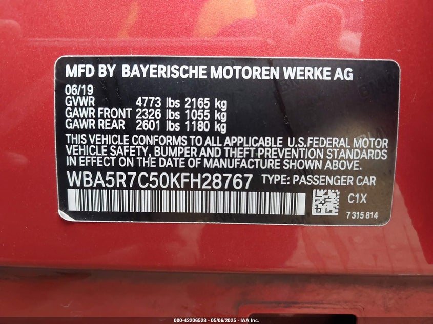 2019 BMW 330I XDRIVE - WBA5R7C50KFH28767