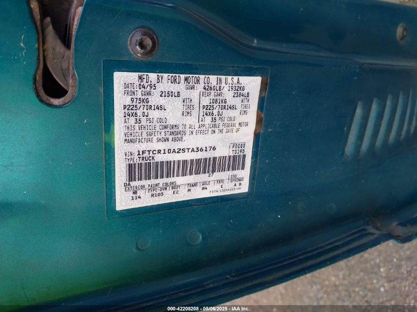 1995 Ford Ranger VIN: 1FTCR10A2STA36176 Lot: 42208208