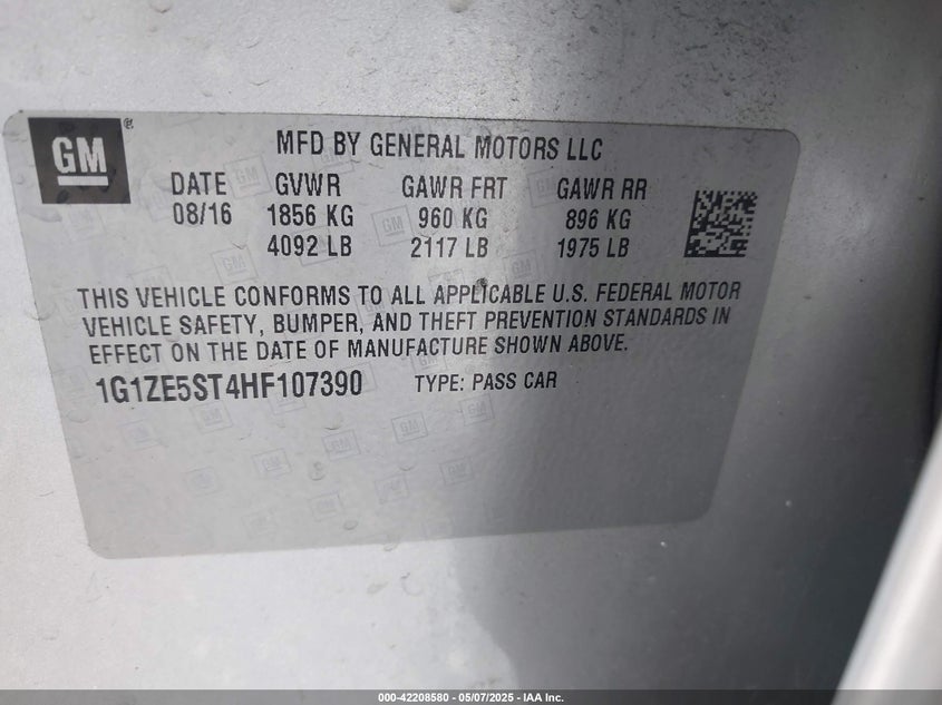 2017 CHEVROLET MALIBU 1LT - 1G1ZE5ST4HF107390