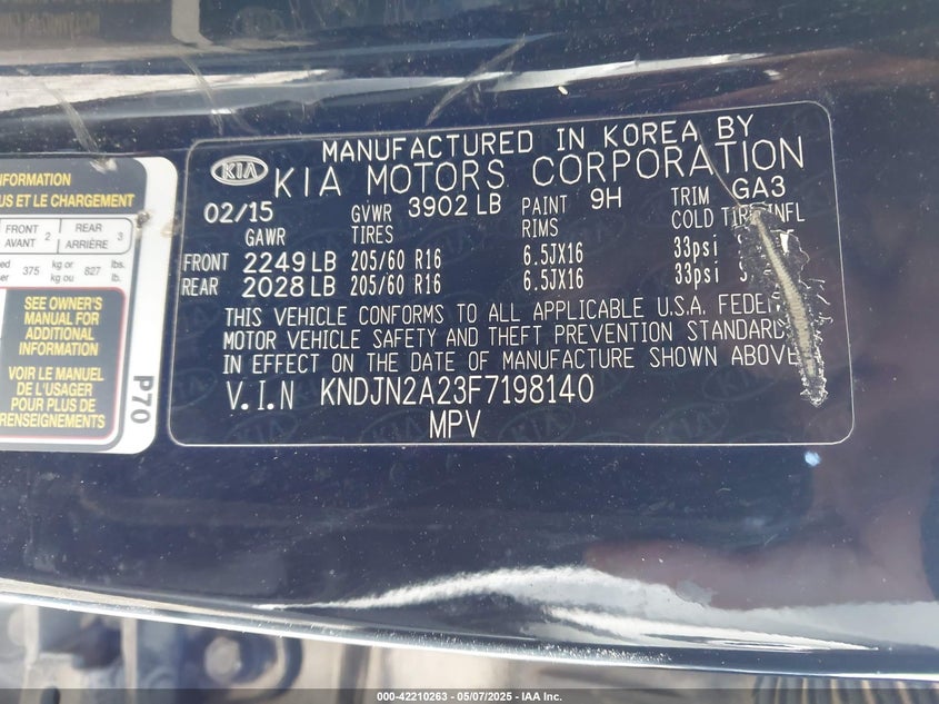 2015 KIA SOUL - KNDJN2A23F7198140