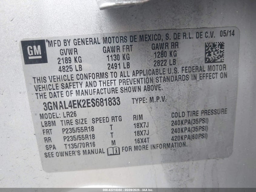 2014 CHEVROLET CAPTIVA SPORT LTZ - 3GNAL4EK2ES681833