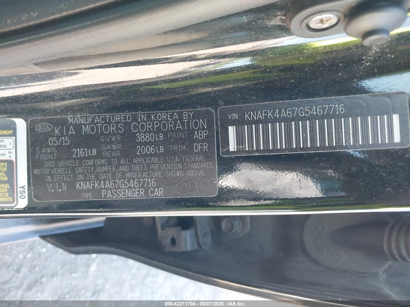 2016 KIA FORTE VIN: KNAFK4A67G5467716