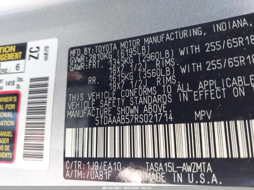 2024 Toyota Highlander - 5TDAAAB57RS021714