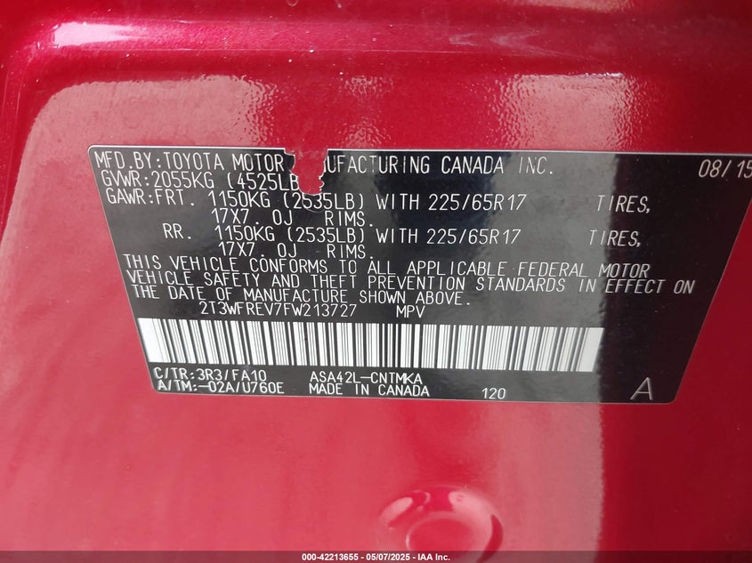 2015 TOYOTA RAV4 XLE - 2T3WFREV7FW213727