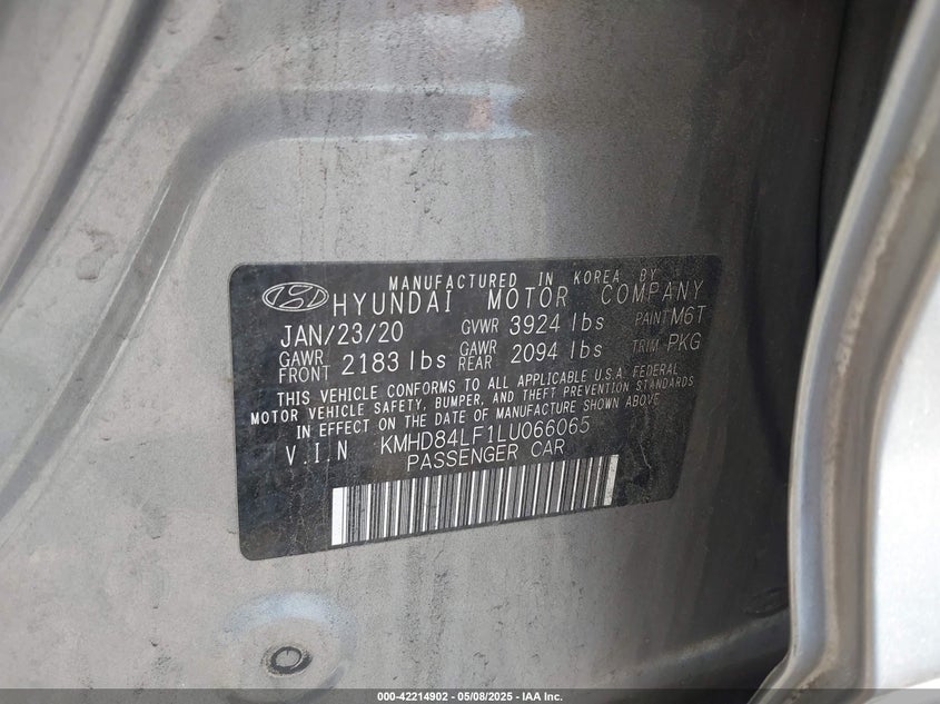 2020 HYUNDAI ELANTRA VALUE EDITION - KMHD84LF1LU066065