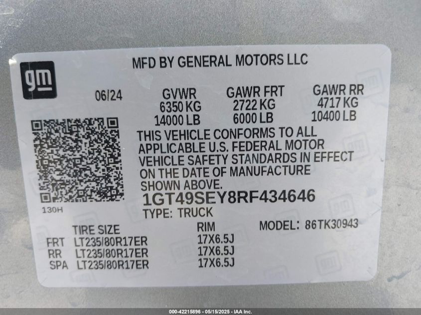 2024 GMC Sierra 3500hd - 1GT49SEY8RF434646