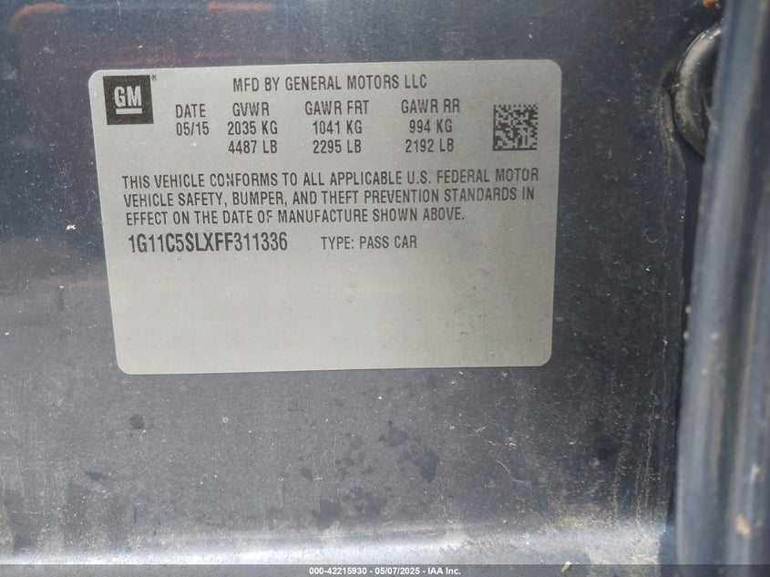 2015 CHEVROLET MALIBU 1LT - 1G11C5SLXFF311336