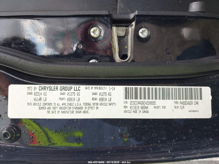 2014 CHRYSLER 300 VIN: 2C3CCAAG6EH220935