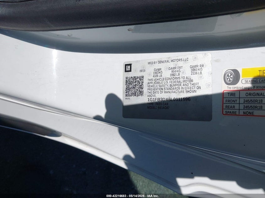 2020 CHEVROLET CAMARO LS/LT - 1G1FB3DX6L0111596