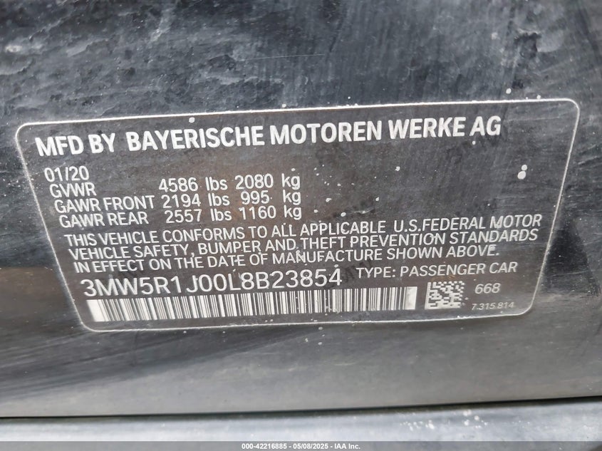 3MW5R1J00L8B23854 2020 BMW 3ER photo no. 9