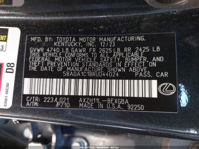 2024 Lexus ES 300h - 58ADA1C18RU044024