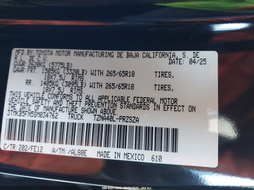 2025 Toyota Tacoma - 3TMKB5FN5SM034762