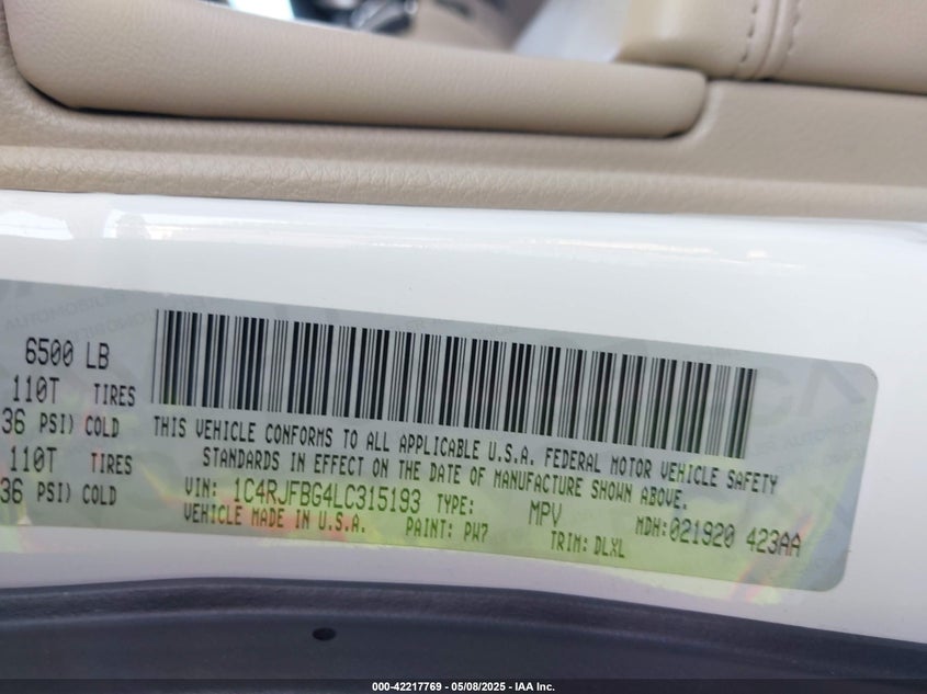 2020 JEEP GRAND CHEROKEE LIMITED 4X4 - 1C4RJFBG4LC315193