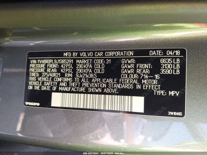 2018 VOLVO XC90 HYBRID T8 INSCRIPTION - YV4BR0PL9J1385291