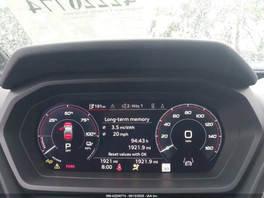 2025 Audi Q4 Sportback E-Tron Premium 55 Quattro VIN: WA12UBFZ8SP001531 Lot: 42220774