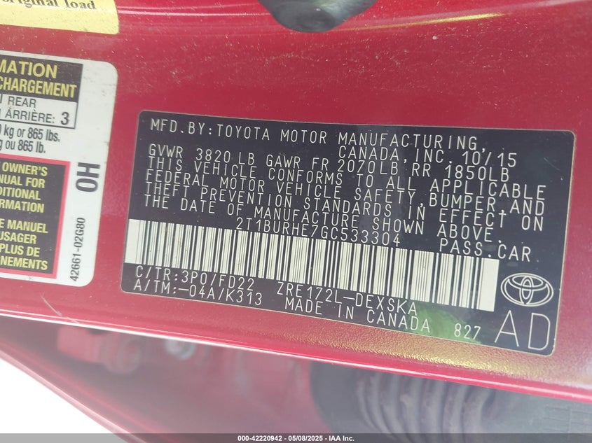 2016 TOYOTA COROLLA S W/SPECIAL EDITION PKG - 2T1BURHE7GC533304