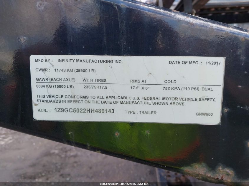 2017 Infinity Other VIN: 1Z9GC5022HH489143 Lot: 42223081