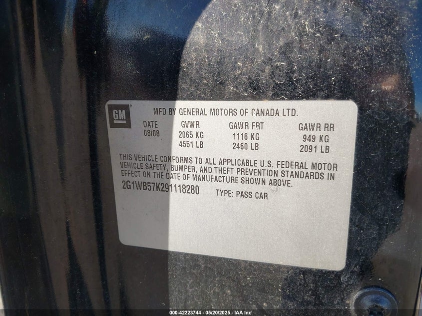 2G1WB57K291118280 2009 CHEVROLET IMPALA photo no. 9
