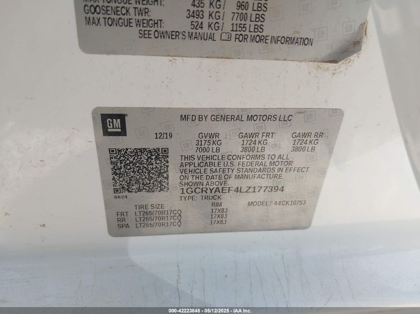 2020 Chevrolet Silverado 1500 - 1GCRYAEF4LZ177394