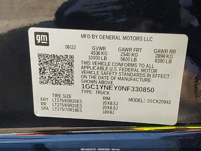 2022 Chevrolet Silverado 2500 - 1GC1YNEY0NF330850