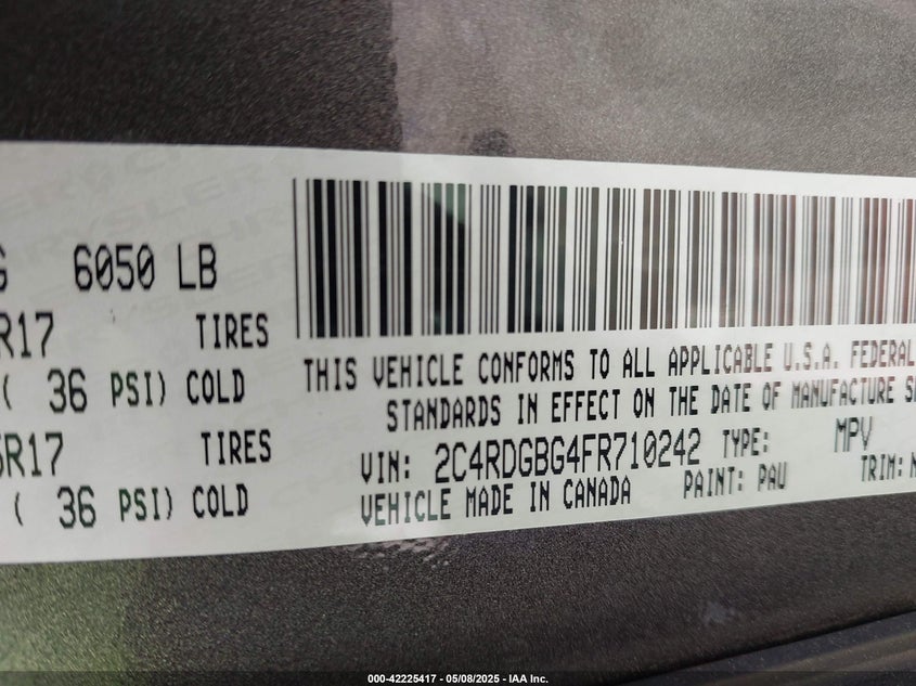 2015 DODGE GRAND CARAVAN SE - 2C4RDGBG4FR710242