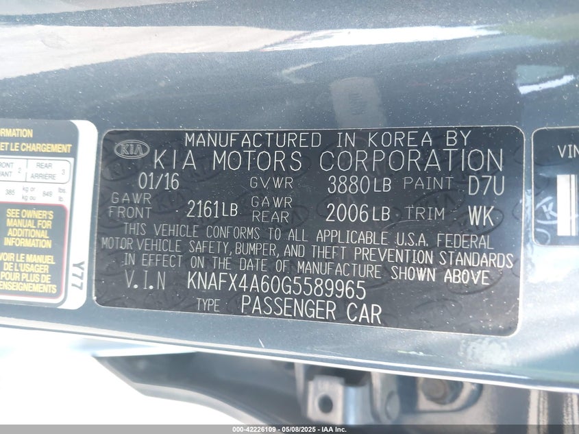 2016 KIA FORTE LX - KNAFX4A60G5589965