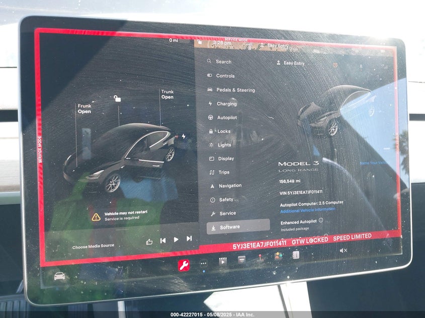 2018 Tesla Model 3 Long Range/Mid Range VIN: 5YJ3E1EA7JF011411 Lot: 42227015