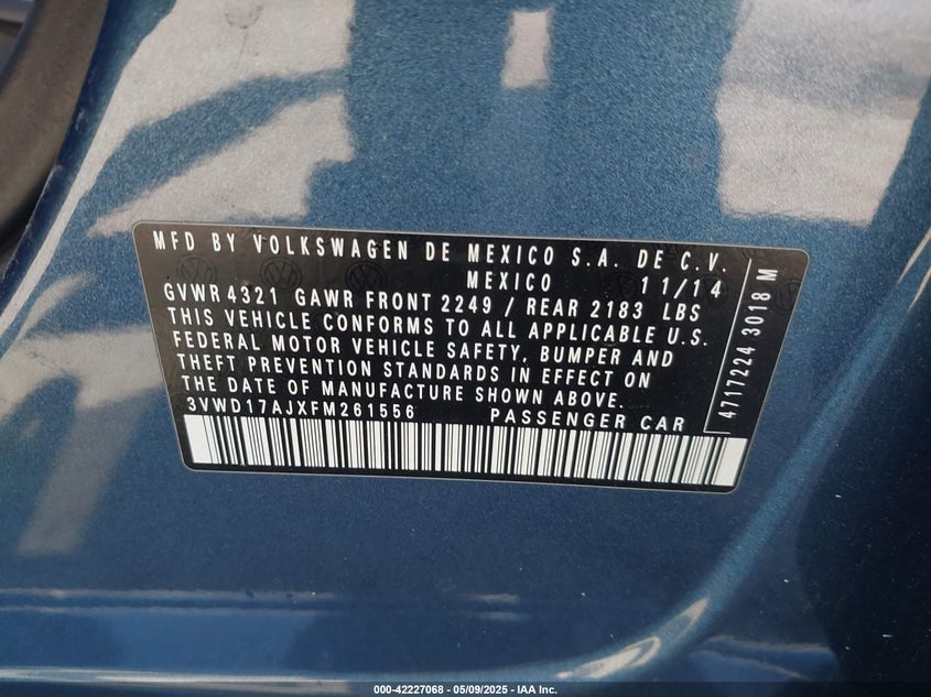 2015 VOLKSWAGEN JETTA 1.8T SE - 3VWD17AJXFM261556