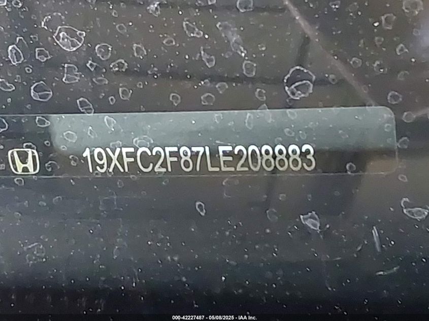 2020 Honda Civic Sport VIN: 19XFC2F87LE208883 Lot: 42227487